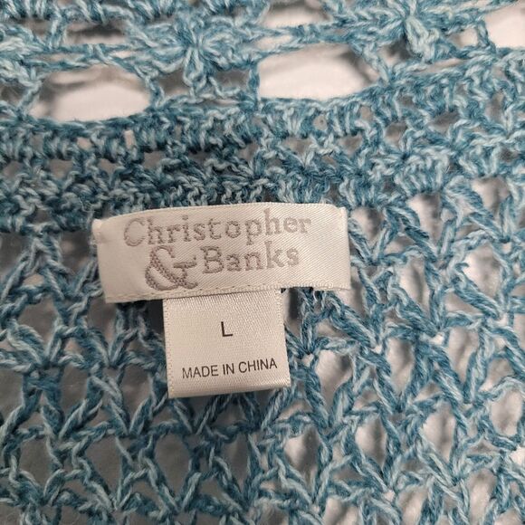 Vintage teal open knit drawstring waist y2k short sleeve cardigan Size large - Picture 3 of 6